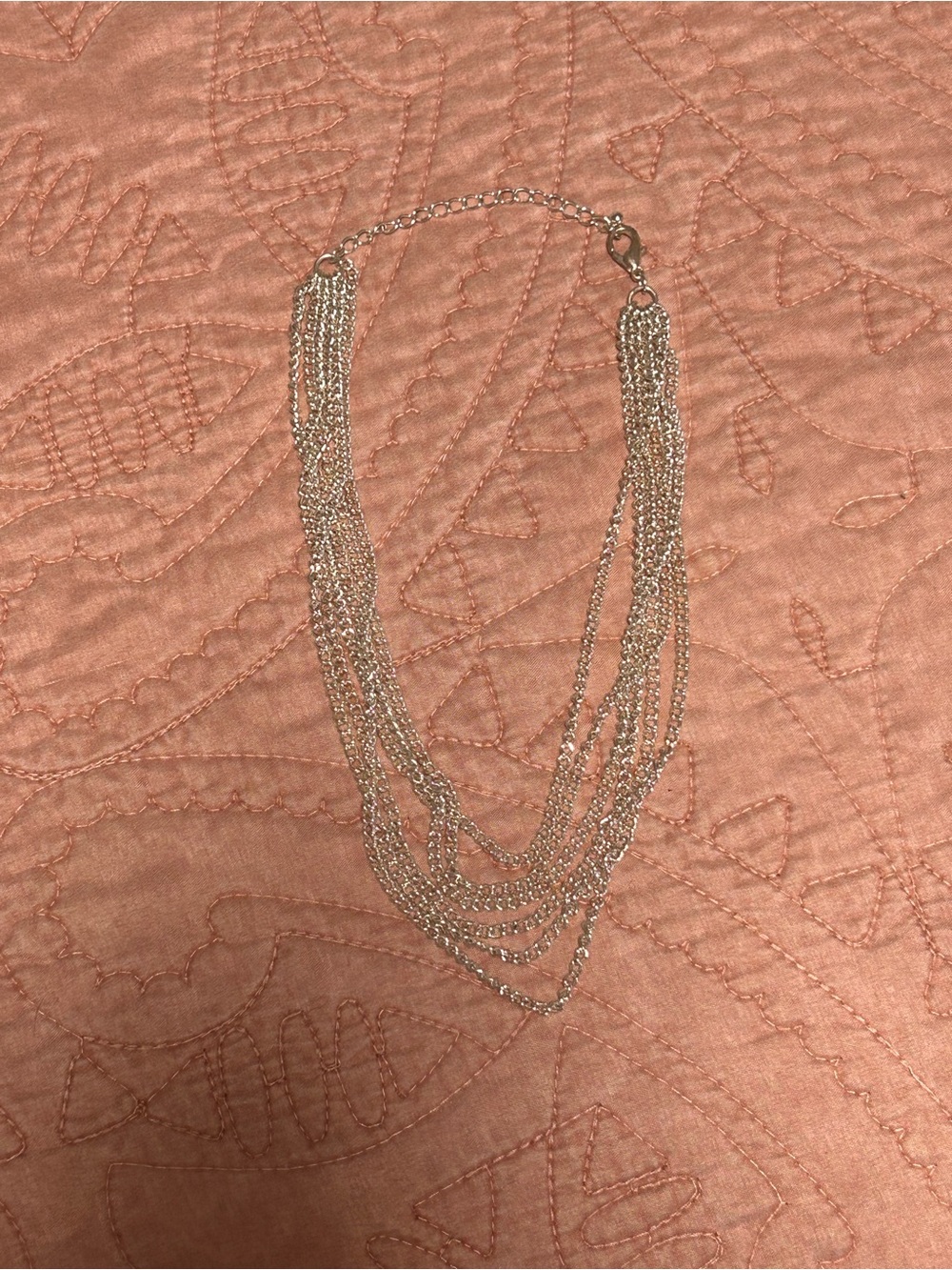 Multi-Strand Silver Tone Layered Necklace